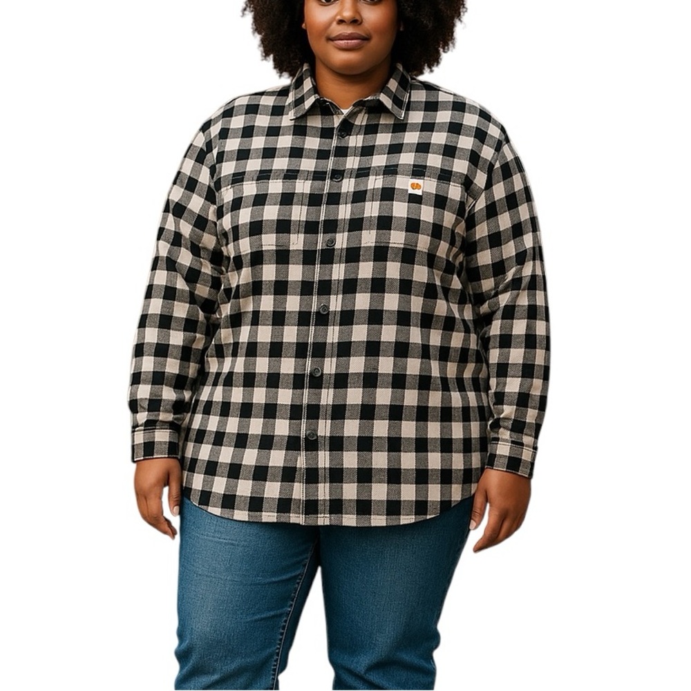 Carhartt Women's Rugged Flex Midweight Flannel Long Sleeve Shirt Black Check 3X